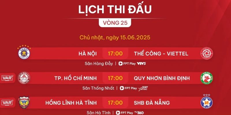 Lịch thi đấu V-League bóng đá